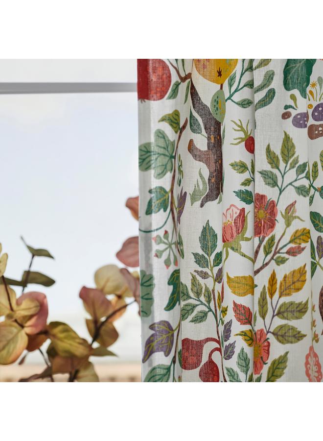 erorex Curtains, 1 Pair, White Multicolour/Floral Pattern, 145X300 Cm - Image 3