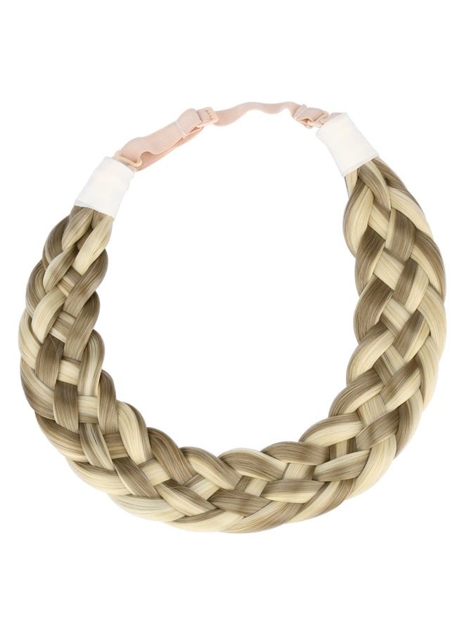 BOBIYA 5 Strands Synthetic Hair Braided Headband Classic Chunky Wide Plaited Braids Elastic Stretch Hairpiece for Women Girl (Buttered Toast) - Image 3