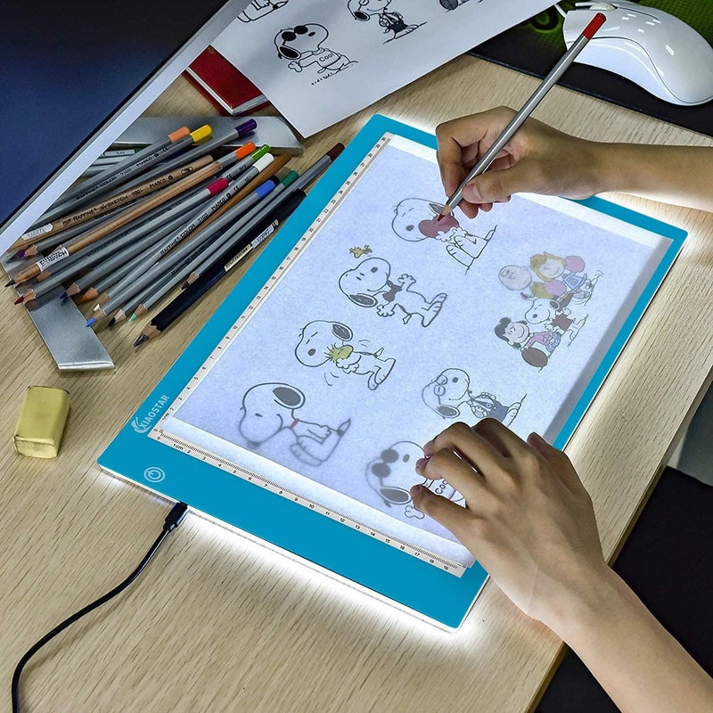 XIAOSTAR Light Box Drawing Pad, Tracing Board with Type-C Charge Cable and Brightness Adjustable for Artists, AnimationDrawing, Sketching, Animation, X-ray Viewing (A4-Blue) - Image 1