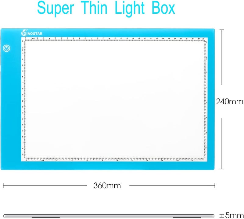 XIAOSTAR Light Box Drawing Pad, Tracing Board with Type-C Charge Cable and Brightness Adjustable for Artists, AnimationDrawing, Sketching, Animation, X-ray Viewing (A4-Blue) - Image 2