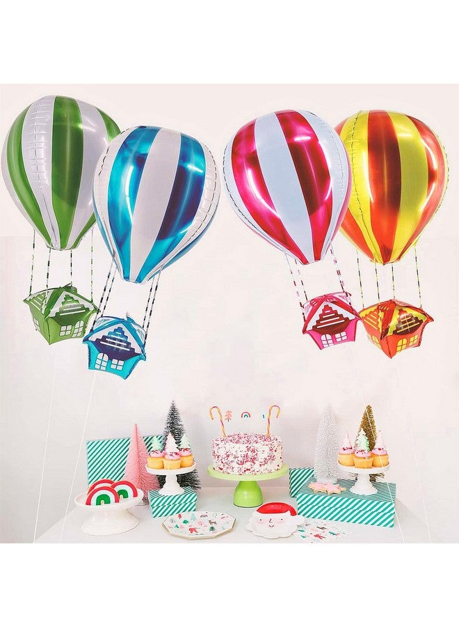 CHengQiSM 4D Color Hot Air Balloon Aluminum Balloon Hot Air Balloon Decorations Helium Balloon Mylar Foil Balloons Party Hot Air Balloon Floating Foil Balloons for Kids Themed Birthday Party Decor Balloon(4pcs) - Image 1