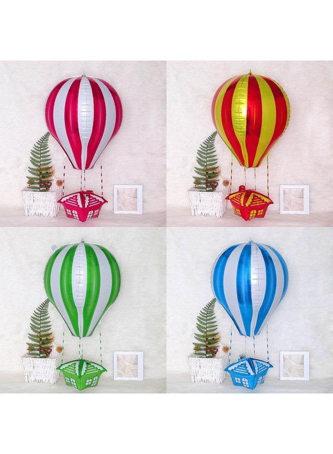 CHengQiSM 4D Color Hot Air Balloon Aluminum Balloon Hot Air Balloon Decorations Helium Balloon Mylar Foil Balloons Party Hot Air Balloon Floating Foil Balloons for Kids Themed Birthday Party Decor Balloon(4pcs) - Image 2