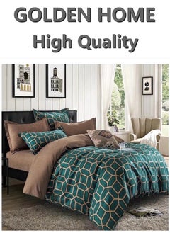 GOLDEN HOME 6 Piece King/Queen/Single size, geometric/lattice pattern duvet cover set. set includes 1 Comforter Cover, 1 Fitted Bedsheet, 4 Pillowcases 