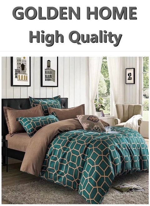 6 Piece King/Queen/Single size, geometric/lattice pattern duvet cover set. set includes 1 Comforter Cover, 1 Fitted Bedsheet, 4 Pillowcases