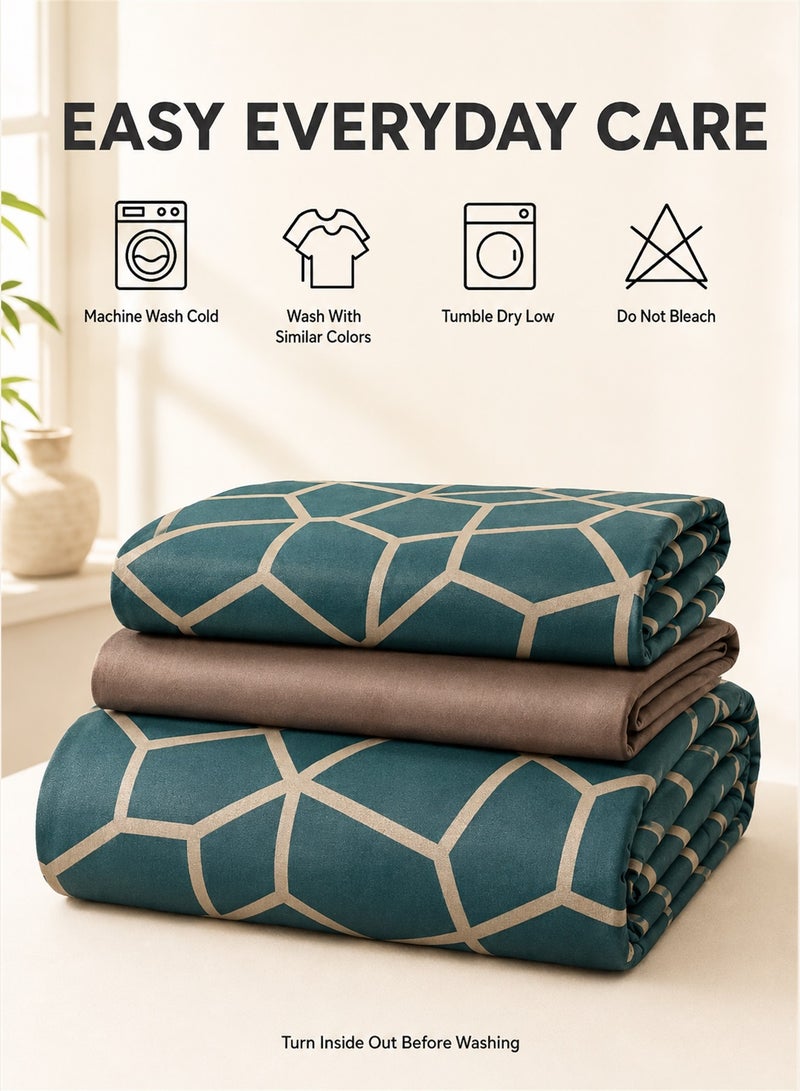 GOLDEN HOME 6 Piece King/Queen/Single size, geometric/lattice pattern duvet cover set. set includes 1 Comforter Cover, 1 Fitted Bedsheet, 4 Pillowcases - Image 5