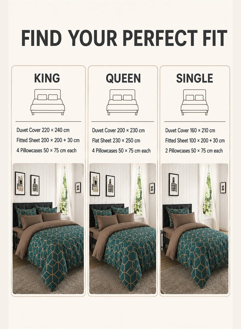 GOLDEN HOME 6 Piece King/Queen/Single size, geometric/lattice pattern duvet cover set. set includes 1 Comforter Cover, 1 Fitted Bedsheet, 4 Pillowcases - Image 4