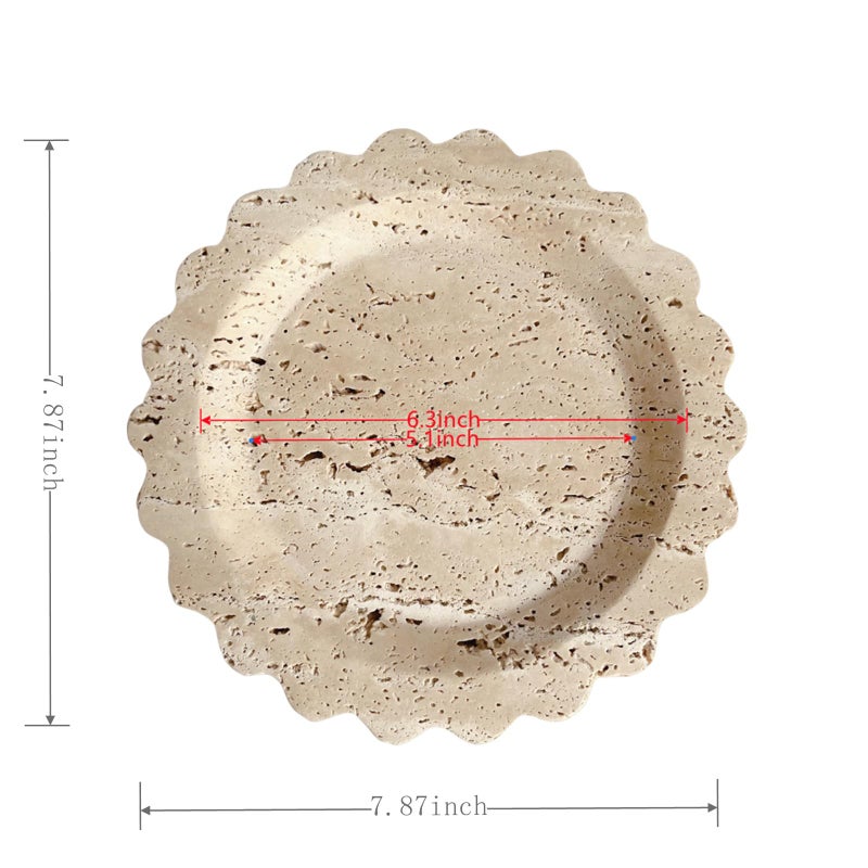 SAIDKOCC SAIDKOCC Marble Tray Round Scalloped Tray Small Serving Platter for Counter  Bathroom  Kitchen  Nightstand  Jewelry Ring Dish Holder (Coffee Net)  - Image 4