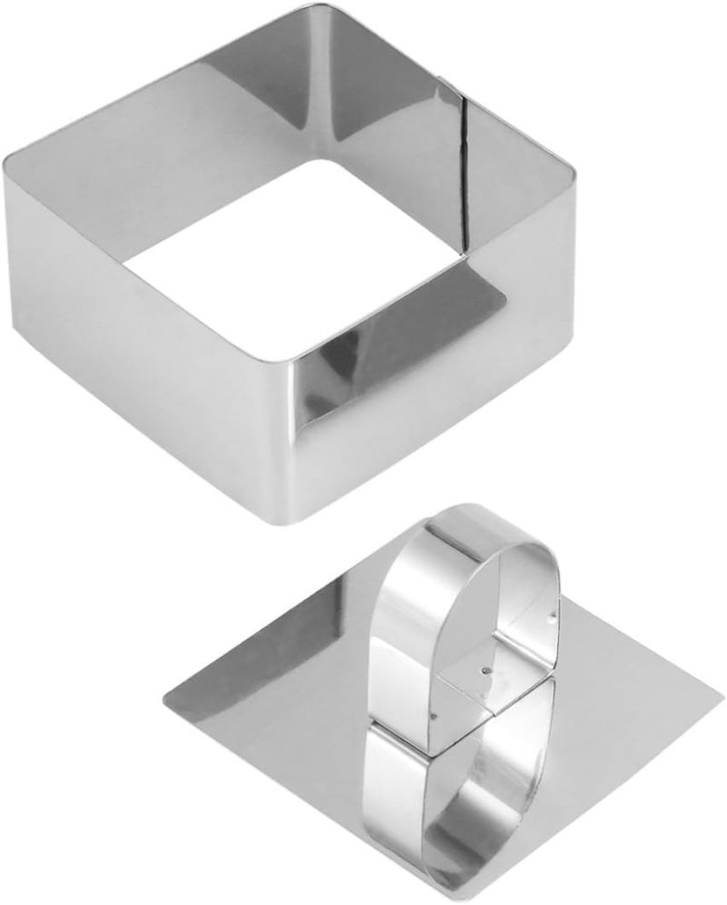 Baking Mold,Cake Pans Square Mousse Cutter Cake Baking Mold 430 Stainless Steel Non-Stick for DIY Cookies Chocolates(3pcs) - Image 1