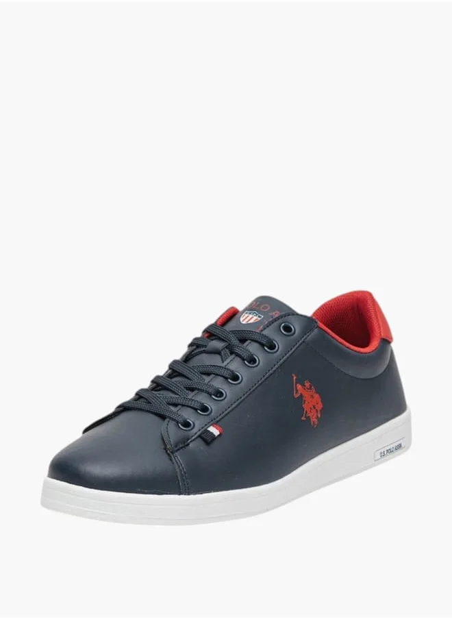 يو اس بولو اسن Men's Logo Detail Lace-Up Sneakers