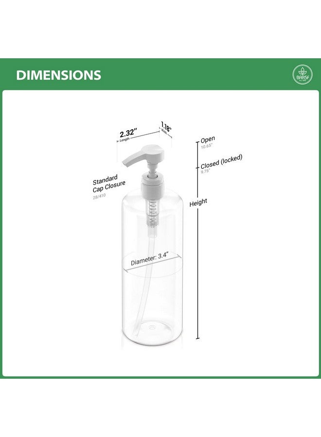 Bar5F Pump Bottle 32-Ounce 1-Liter Empty for Shampoo Conditioner Body Wash Lotion BPA-Free Crystal-Clear - Image 2
