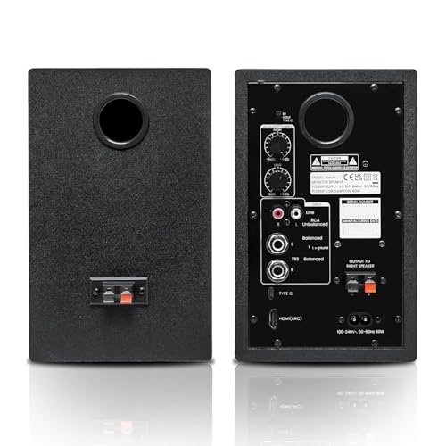 Audio Array AM-S1 BT v5.3 |Professional 4" Studio Monitor Speaker Pair| 60W Class D Amplification,Woven Composite Woofer,1" Silk-Dome Tweeter,EQ Controls|Music/Monitor Mode, Aux, HDMI, USB C, TRS, RCA - Image 2