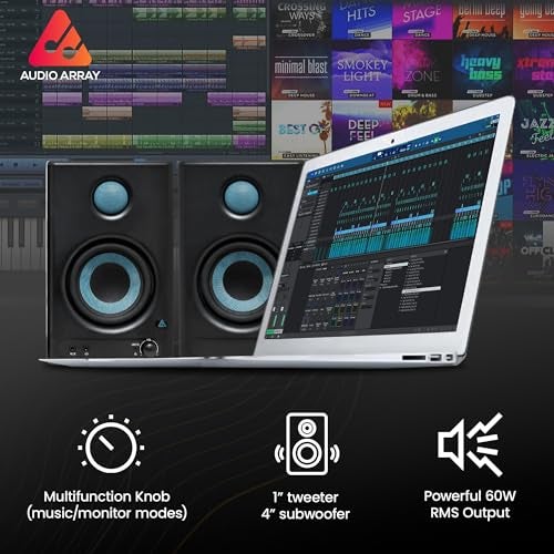 Audio Array AM-S1 BT v5.3 |Professional 4" Studio Monitor Speaker Pair| 60W Class D Amplification,Woven Composite Woofer,1" Silk-Dome Tweeter,EQ Controls|Music/Monitor Mode, Aux, HDMI, USB C, TRS, RCA - Image 5