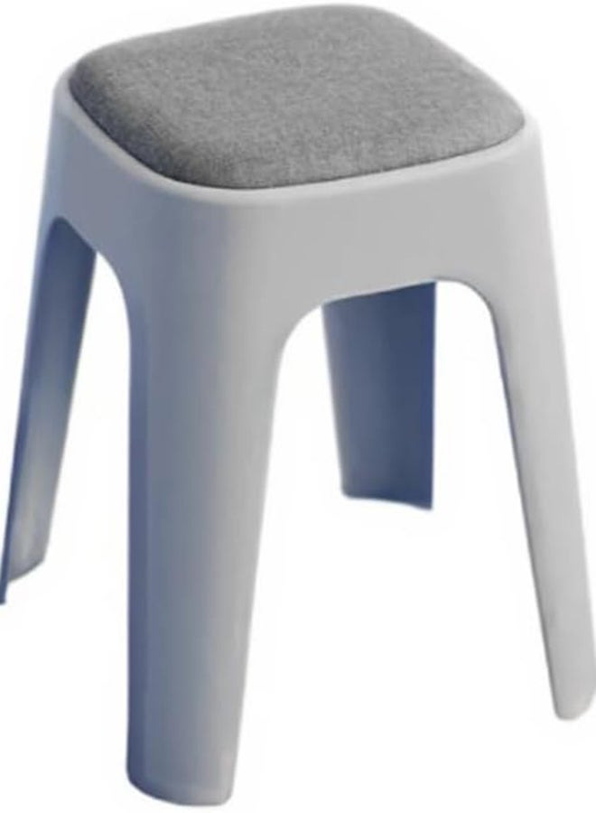 SKY-TOUCH 1pc Durable Stacking Stools,Backless Stackable Stools Portable Plastic Stack Stools,Comfortable fabric cushions,For Makeup,Kitchen Dining,Classroom,Students,(Grey Color) - Image 1