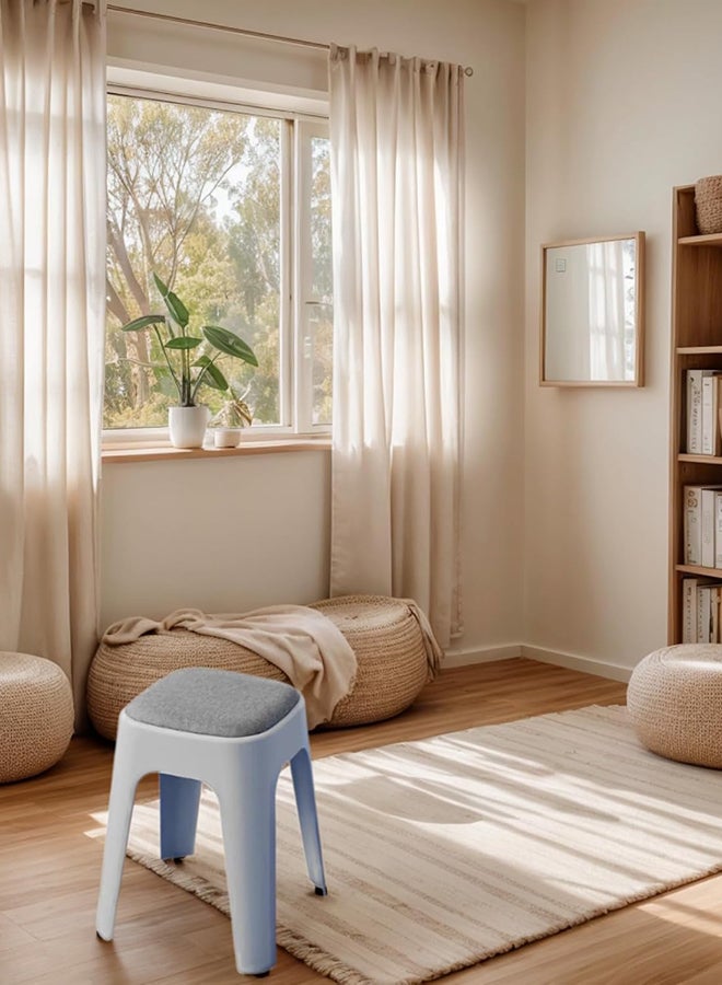 SKY-TOUCH 1pc Durable Stacking Stools,Backless Stackable Stools Portable Plastic Stack Stools,Comfortable fabric cushions,For Makeup,Kitchen Dining,Classroom,Students,(Grey Color) - Image 4