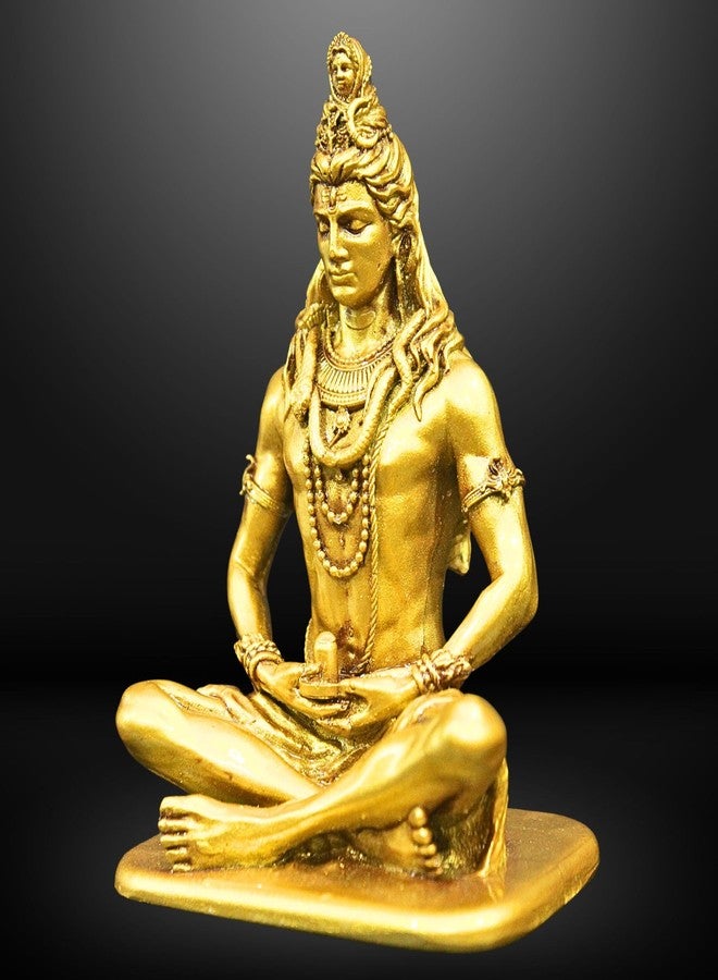 NEEANN Shankar Bholenath Shiva Murti-4.5 Inch Shiv Ji Idol Material Polystone-Colour Brass, Copper, Silver –Perfect Statue for Car Dashboard Home and Office Decor Indian God AdiYogi Small Size (Brass) - Image 3