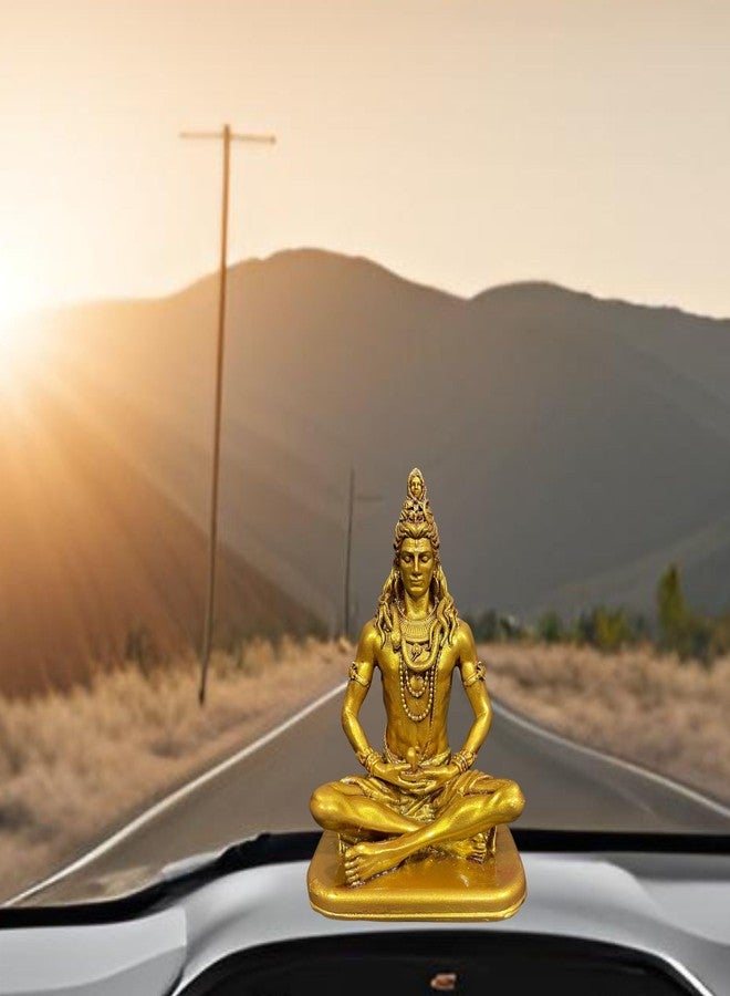 NEEANN Shankar Bholenath Shiva Murti-4.5 Inch Shiv Ji Idol Material Polystone-Colour Brass, Copper, Silver –Perfect Statue for Car Dashboard Home and Office Decor Indian God AdiYogi Small Size (Brass) - Image 5