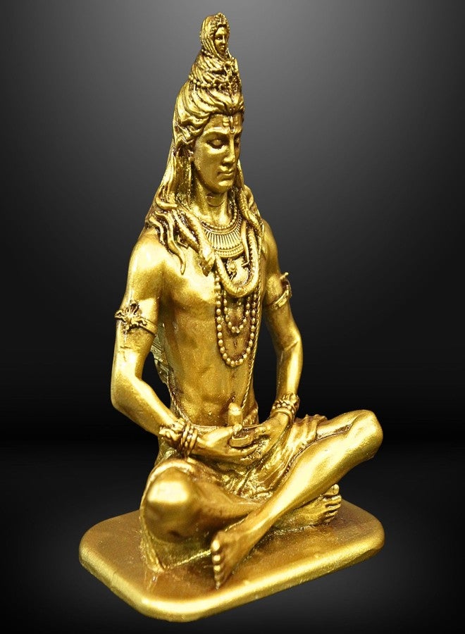 NEEANN Shankar Bholenath Shiva Murti-4.5 Inch Shiv Ji Idol Material Polystone-Colour Brass, Copper, Silver –Perfect Statue for Car Dashboard Home and Office Decor Indian God AdiYogi Small Size (Brass) - Image 4