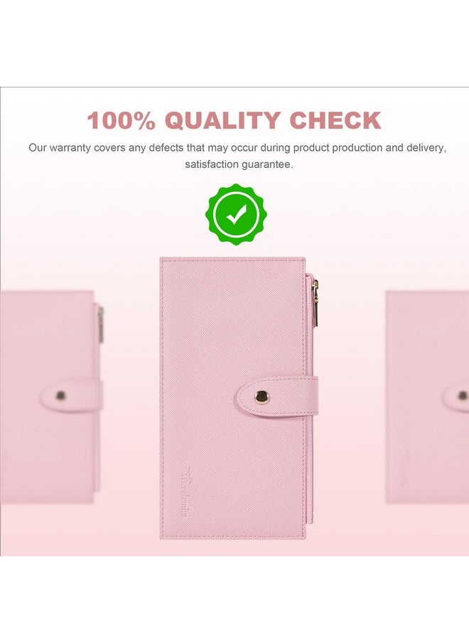 Travelambo Womens Wallet Rfid Blocking Bifold Multi Card Case Wallet With Zipper Pocket Crosshatch (Pink Sakura 2191)  - Image 2