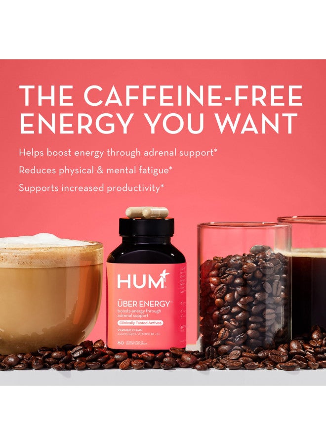 HUM Uber Energy - Adrenal & Energy Support Supplement with Ashwagandha Root & B Vitamins - Designed for Stress Relief & Adrenal Fatigue (60 Vegetarian Capsules)