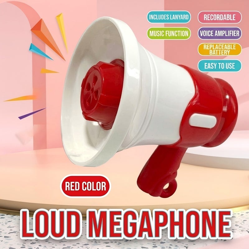 Children Megaphone Toy Portable Bullhorn Loudspeaker with Recording, Music, Siren and Lanyard, Battery Operated Kids Speaker for Party, Camping & Pretend Play/BLUE - Image 3
