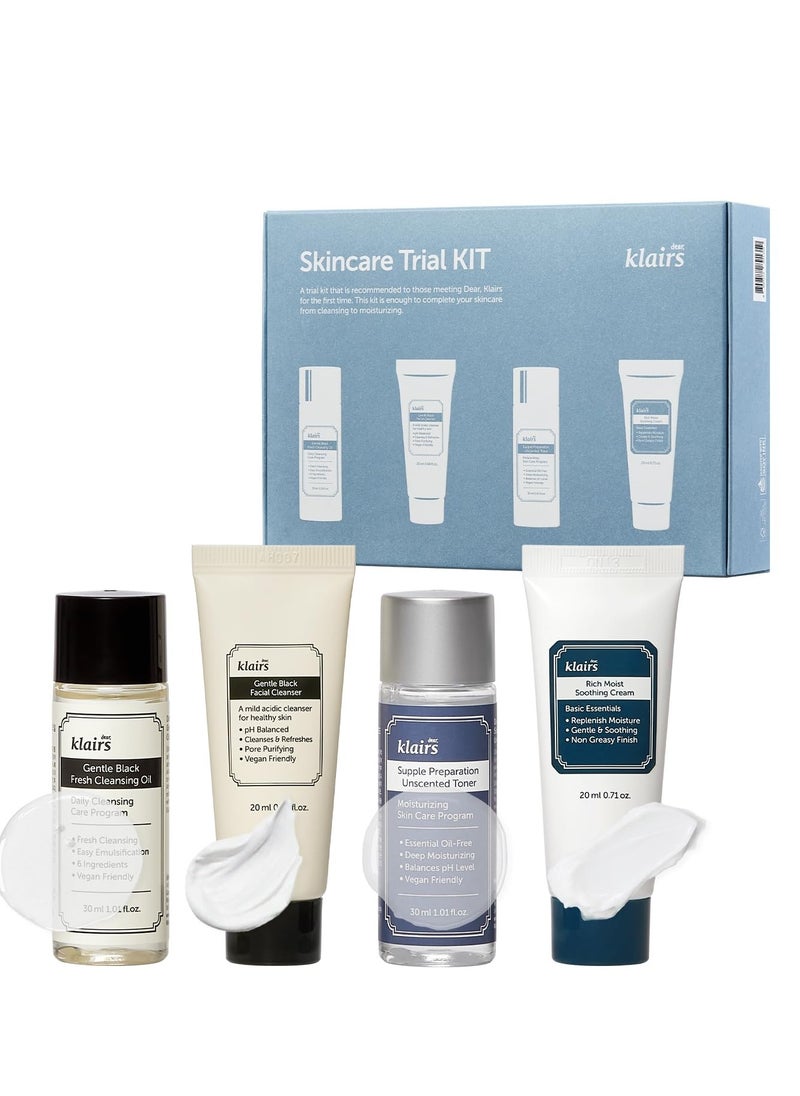 DearKlairs [DearKlairs] Skincare Trial Kits, 4 minis, cleansing oil, cleanser, toner, cream, Travel must haves, Gifts for Women, Stocking Stuffers for adults  - Image 1