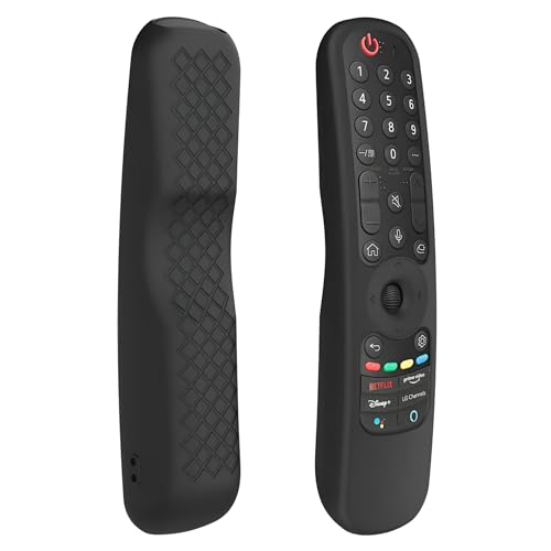 RAYA Silicone TV Remote Cover Compatible with LG Smart TV Remote LG-AN-MR21GA / LG-MR22GA Magic Remote Case with Lanyard [Remote NOT Included] (Black) - Image 1