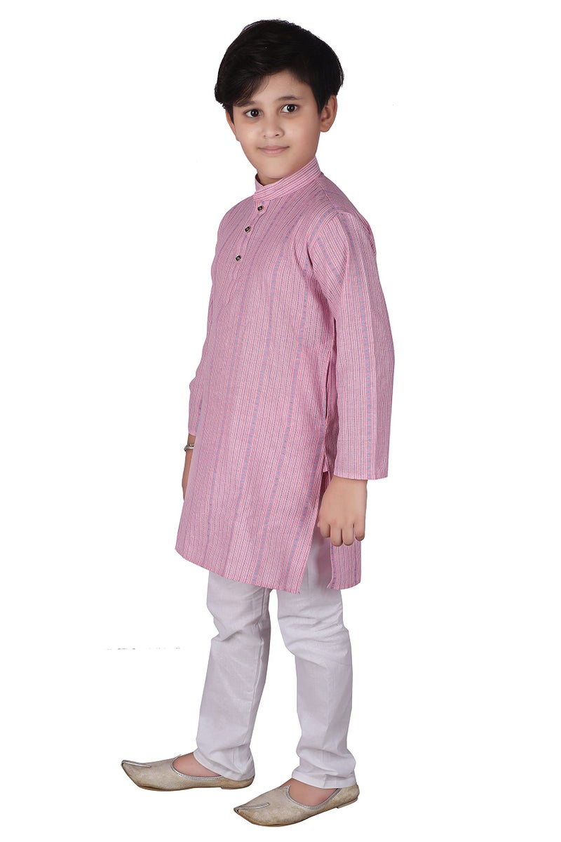 Pro-Ethic Style Developer Cotton Solid Kids Kurta Pyjama For Boys | Kurta Paijama Set, (S-145) (Pink, 4-5 Years) - Image 4