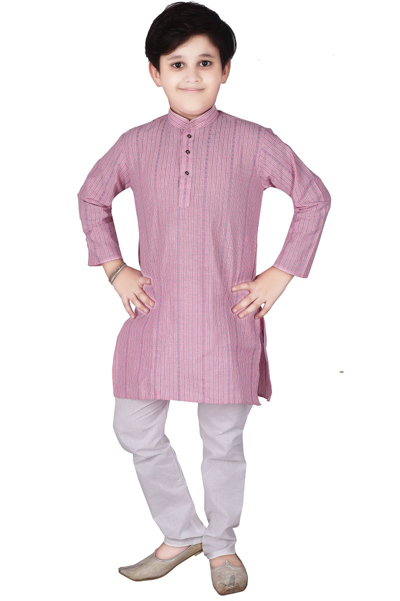 Pro-Ethic Style Developer Cotton Solid Kids Kurta Pyjama For Boys | Kurta Paijama Set, (S-145) (Pink, 4-5 Years) - Image 1