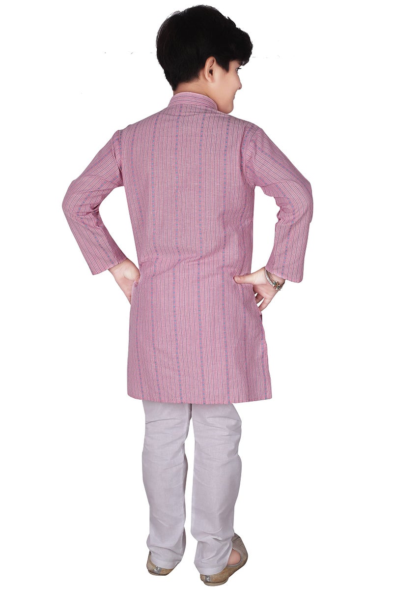 Pro-Ethic Style Developer Cotton Solid Kids Kurta Pyjama For Boys | Kurta Paijama Set, (S-145) (Pink, 4-5 Years) - Image 2