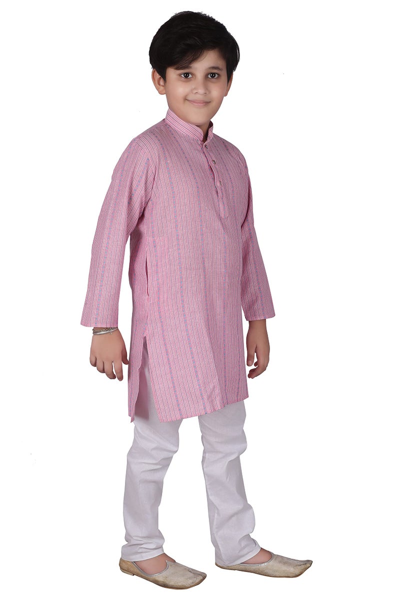 Pro-Ethic Style Developer Cotton Solid Kids Kurta Pyjama For Boys | Kurta Paijama Set, (S-145) (Pink, 4-5 Years) - Image 3