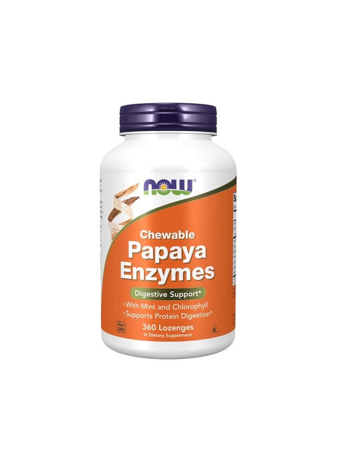 now Supplements Papaya Enzyme With Mint And Chlorophyll Digestive Support* 360 Chewable Lozenges - Image 2