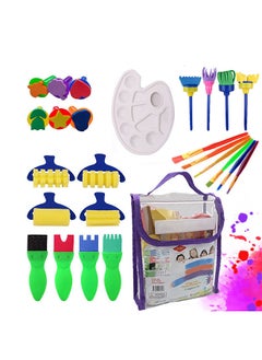 25PCS Children Paintbrushes Washable Paint Brushes Sponge Painting Brush Set for Toddler Kids Early DIY Learning Toys Finger Paints sponges Art Supplies Gifts for Acrylic Crafts Rock Tempera Paints