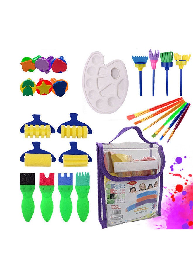 Generic - 25PCS Children Paintbrushes Washable Paint Brushes Sponge Painting Brush Set for Toddler Kids Early DIY Learning Toys Finger Paints sponges Art Supplies Gifts for Acrylic Crafts Rock Tempera Paints - Image 1
