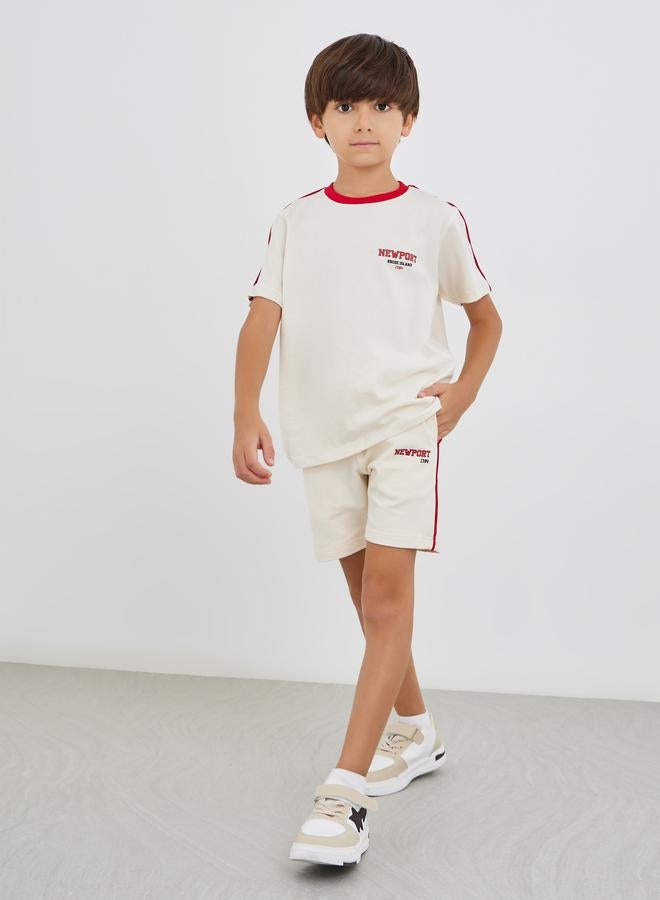 Styli Slogan Print T-Shirt and Shorts Set - Image 1