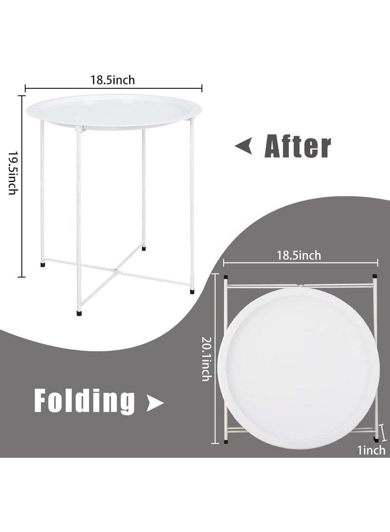 Nadrab White round steel table, dimensions 47*47*50 cm - Image 2