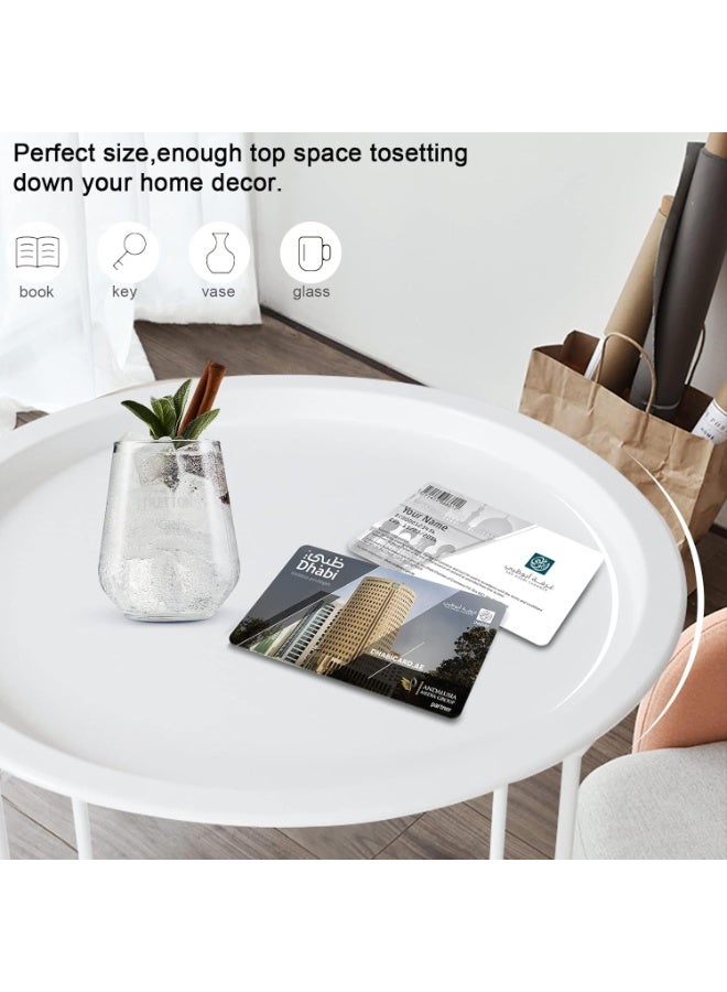 Nadrab White round steel table, dimensions 47*47*50 cm - Image 3