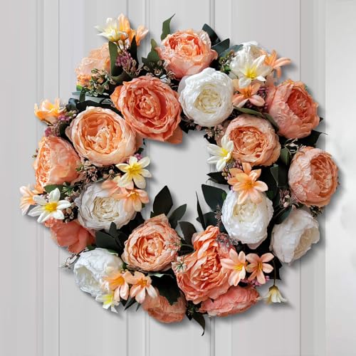 WANNA-CUL 18 Inch Spring Wreaths for Front Door with Yellow Sunflowers,Summer Door Wreath with Daisy and Linen Ribbon,Valentines Day Wreath,Mothers Day Wreath for Wall or Home Decoration - Image 5