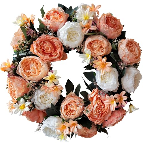 WANNA-CUL 18 Inch Spring Wreaths for Front Door with Yellow Sunflowers,Summer Door Wreath with Daisy and Linen Ribbon,Valentines Day Wreath,Mothers Day Wreath for Wall or Home Decoration - Image 1