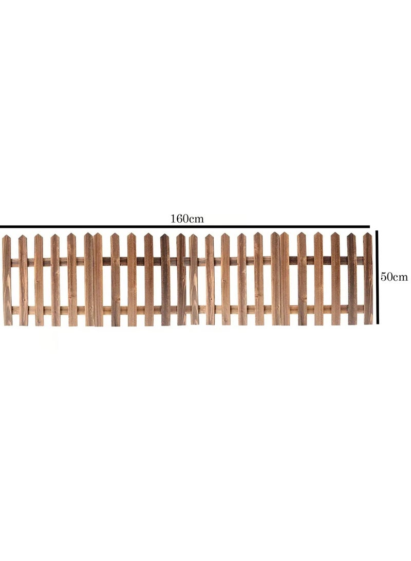 LINGWEI Wooden Fence Garden Edging Border 160x50x.5cm Brown Decorative Garden Fence - Image 3