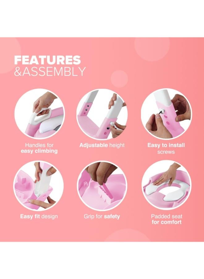 kidoola Adjustable Potty Ladder Toilet Training Seat with Steps & Cushion - Image 4