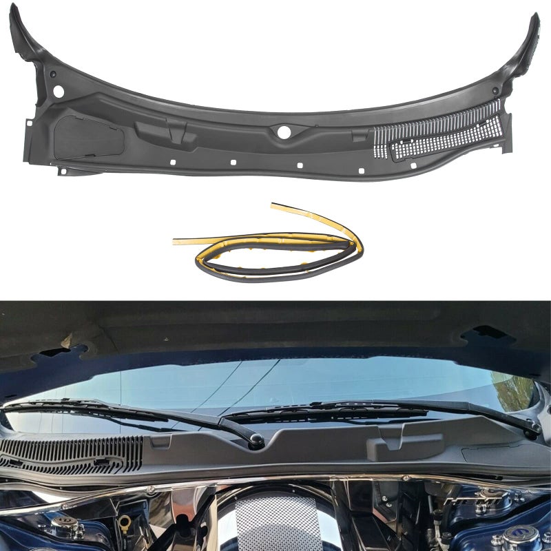 ECOTRIC Windshield Wiper Cowl Compatible with 20082019 Dodge Challenger Replacement for 5028757AG 5028757AH 5028757AG Outer Grille Panel Cover Windshield Wiper Vent Cowl ABS Plastic