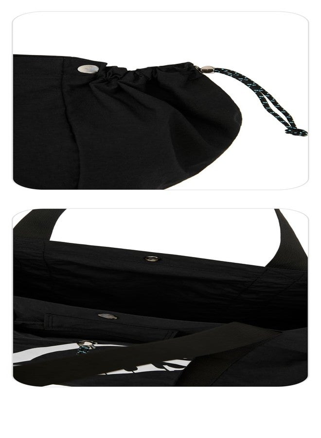 EMIS Logo Packable Nylon Unisex Casual Streetwear Tote Bag Black - Image 3
