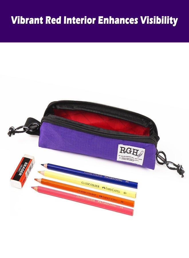 RE ROUGH ENOUGH Rough Enough Small Slim Pencil Pouch Case for Kids Adults School Art Supplies Purple - Image 4
