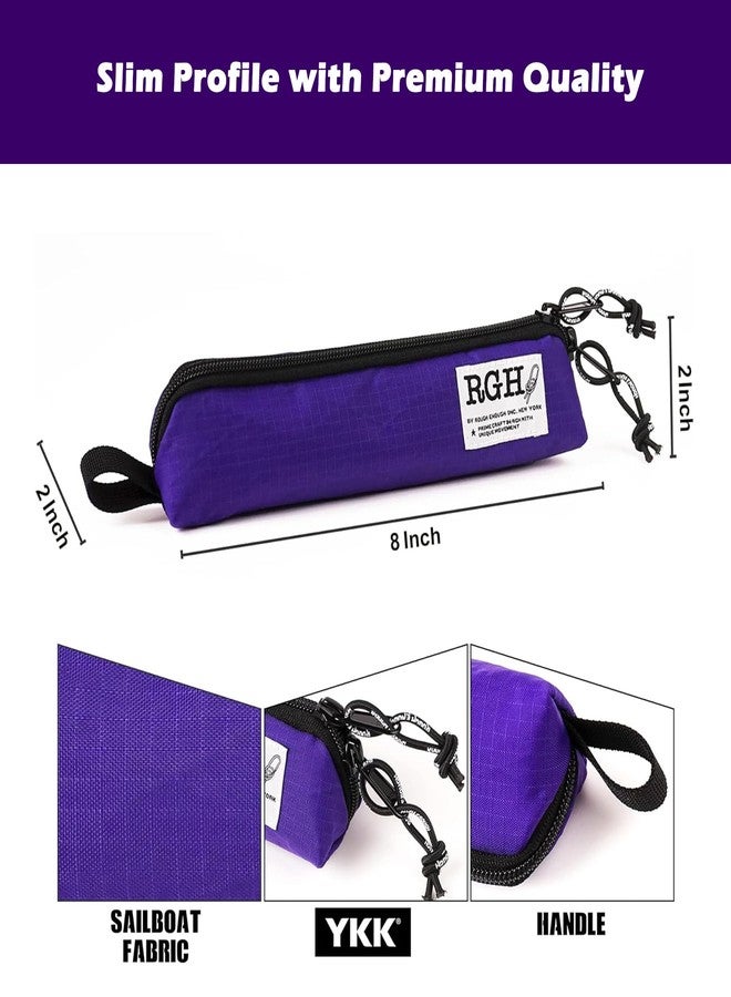 RE ROUGH ENOUGH Rough Enough Small Slim Pencil Pouch Case for Kids Adults School Art Supplies Purple - Image 5