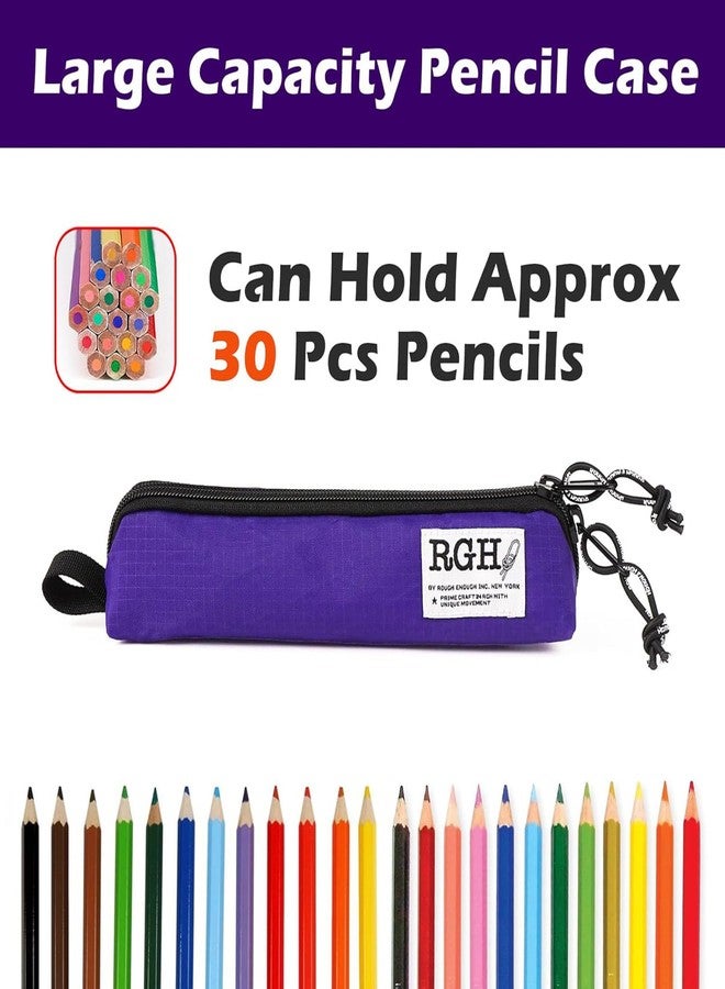RE ROUGH ENOUGH Rough Enough Small Slim Pencil Pouch Case for Kids Adults School Art Supplies Purple - Image 3