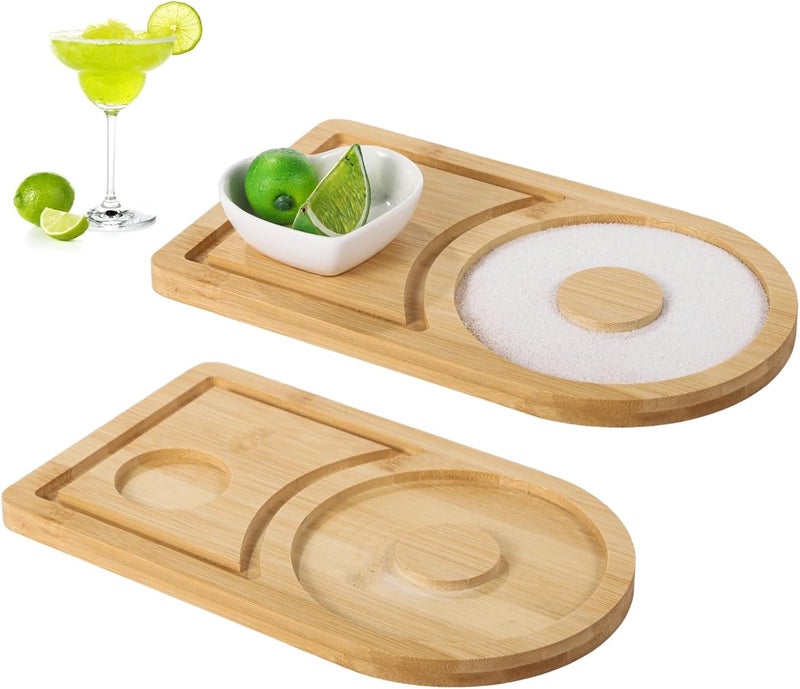 Wooden Margarita Rimming Tools, 2 Pcs, Bartender Kit, Fit Glasses to 4.7, Bowl Not Included, Ideal for, Parties - Image 1