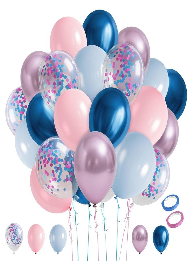 K.E.J. Gender Reveal 60 Pcs Balloon Decorations Arch Kit,12 Inch Pink and Blue Latex Balloons and Pink and Blue Confetti Balloons for Birthday Party Decorations Bridal Wedding Graduation Decoration - Image 1