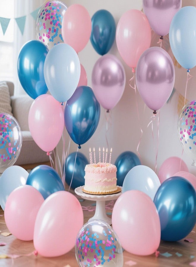 K.E.J. Gender Reveal 60 Pcs Balloon Decorations Arch Kit,12 Inch Pink and Blue Latex Balloons and Pink and Blue Confetti Balloons for Birthday Party Decorations Bridal Wedding Graduation Decoration - Image 5