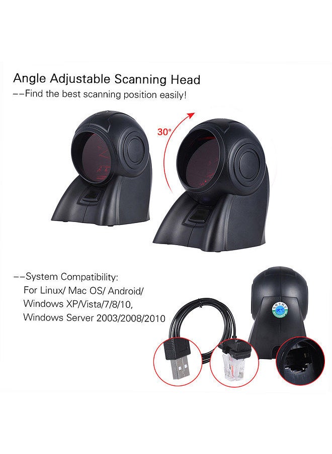 Generic Omni-directional 20 Lines 1D USB Orbit Barcode Scanner Reader Auto Scanning 1800t/s Speed 30° Adjustable Head  - Image 3