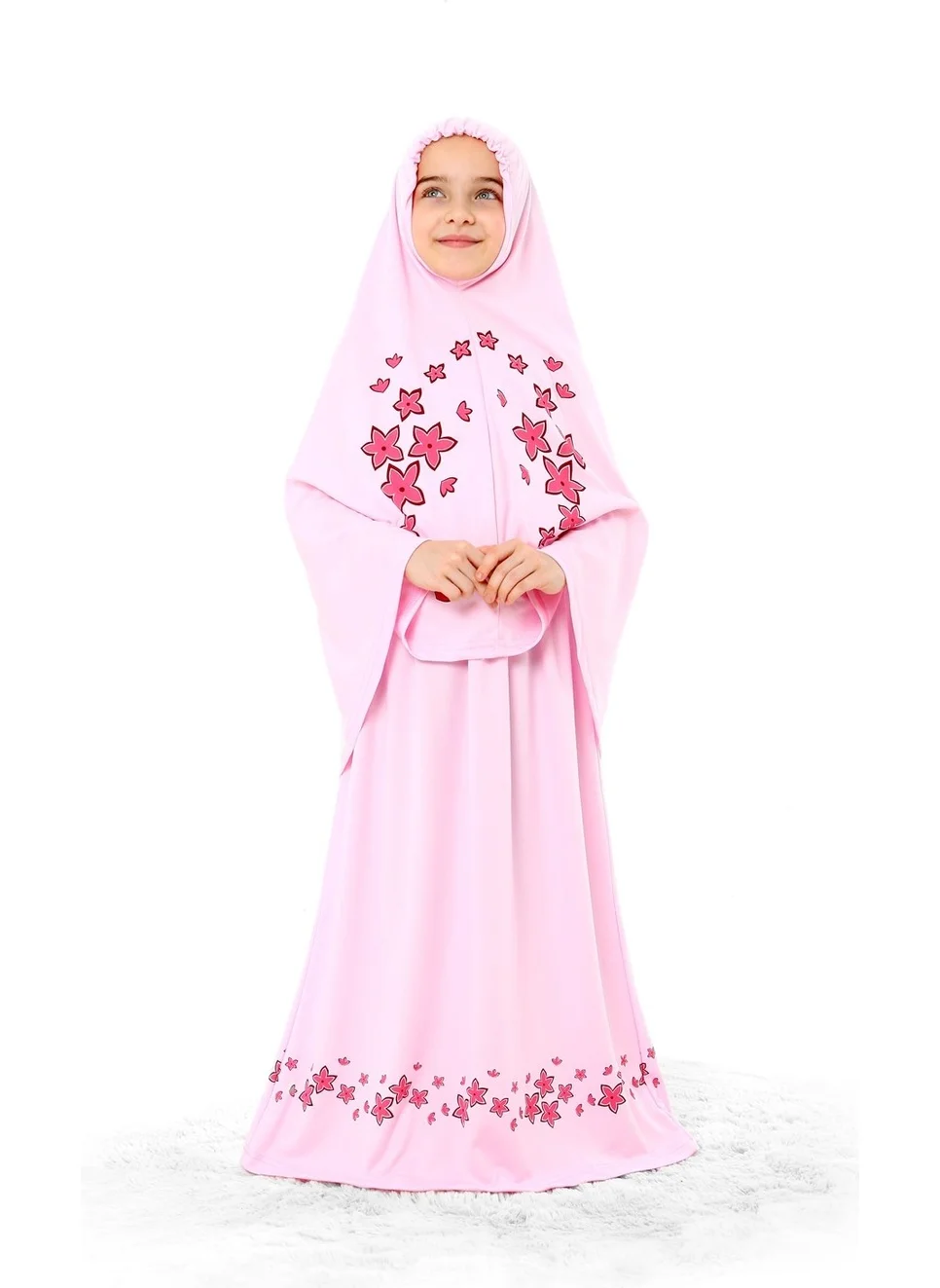 إلانيسا  Girl Child Prayer Dress Star Printed Long Headscarf